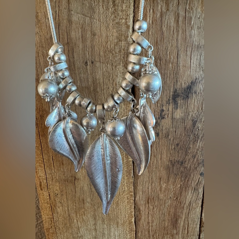 Silver Leaf Charm Necklace - Women Jewelry